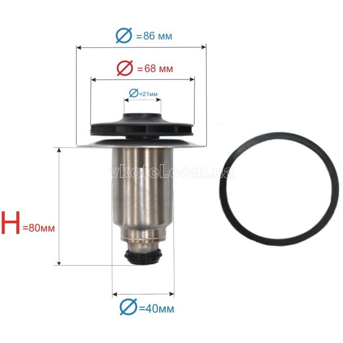 Ротор (ремкомплект) для циркуляционного насоса Wilo 21 мм (40 мм вал)
