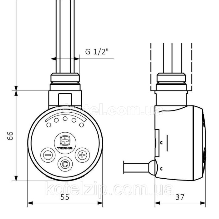 Тен Terma MEG -0.3 600-900 W для рушникосушок (нікель)