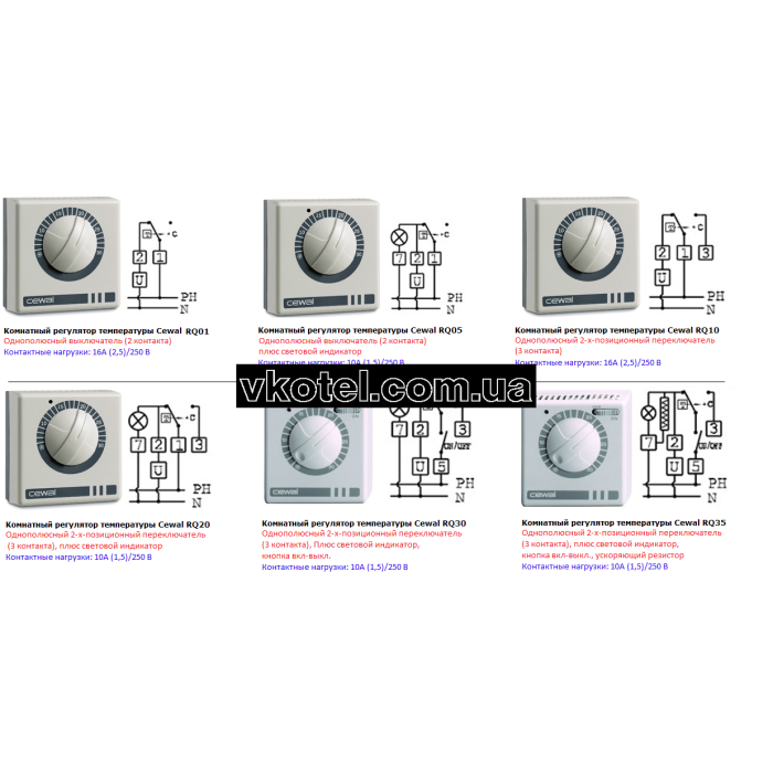 Термостат комнатный механический Cewal RQ 01 FROST