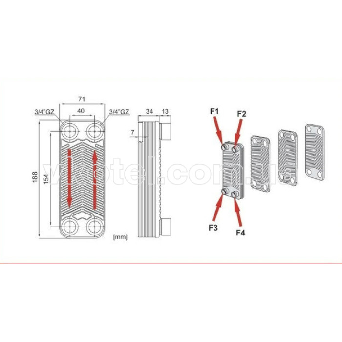 Пластинчастий теплообмінник IMS В3-012-ZB-12 3/4 (10-20кВт)
