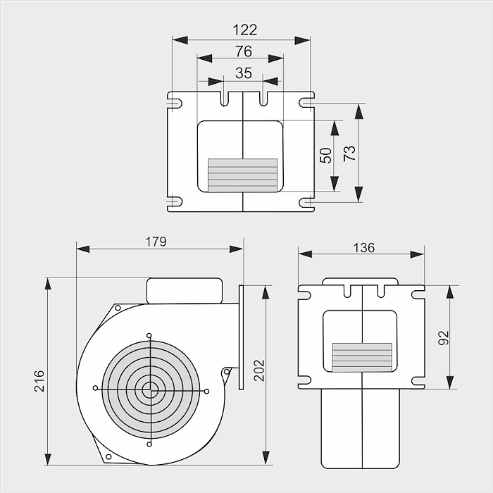 Вентилятор для твердотопливного котла  WPA-117 МplusМ  до 25 Квт