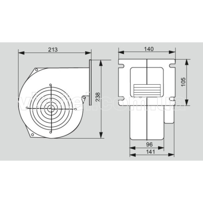 Вентилятор для твердотопливного котла  WPA-140 МplusМ до 80Квт (Польша)