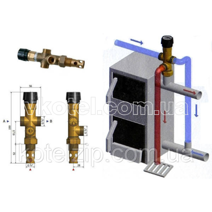 Защитный клапан перегрева Regulus DBV1 для твердотопливного котла