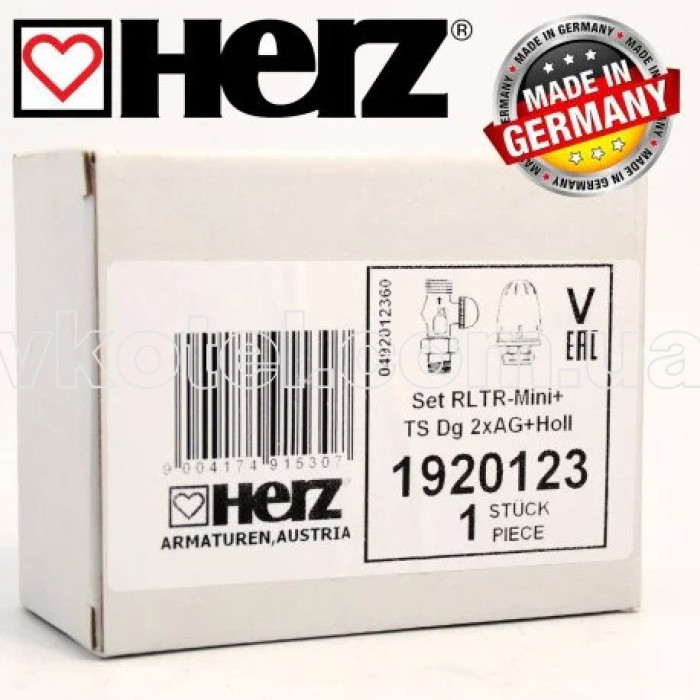 Регулятор-обмежувач температури HERZ в комплекті, кутовий (1920124) для теплої підлоги