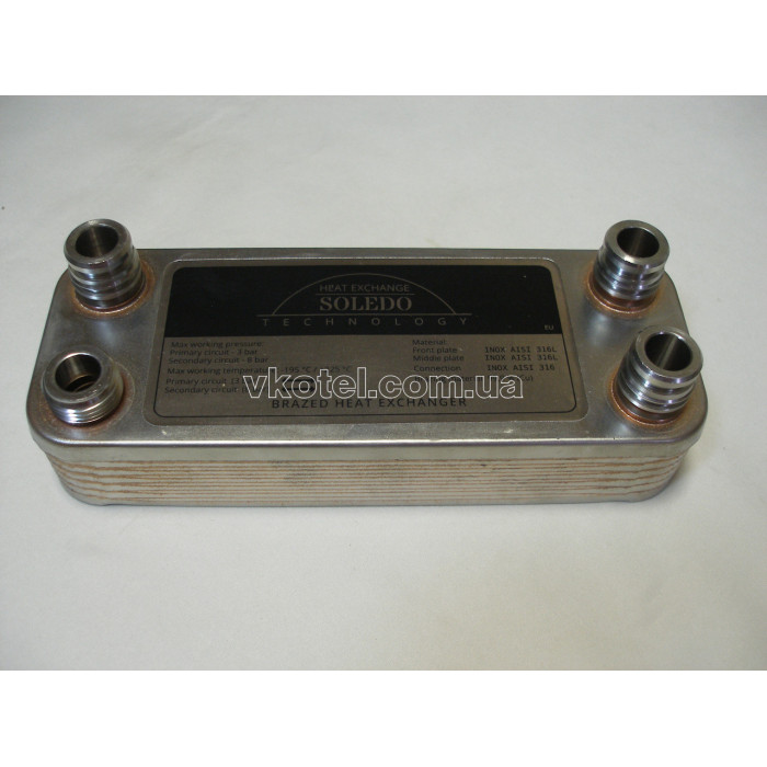 Вторинний пластинчастий теплообмінник ГВП Vaillant Atmo/Turbo Max Pro/Plus. 24 kW. 12 ART. 065088