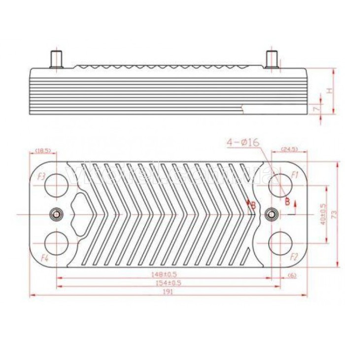 Теплообменник ГВС вторичный пластинчатый 12 пл. Protherm Пантера (Panther) v15, v17. Art. 0020043598