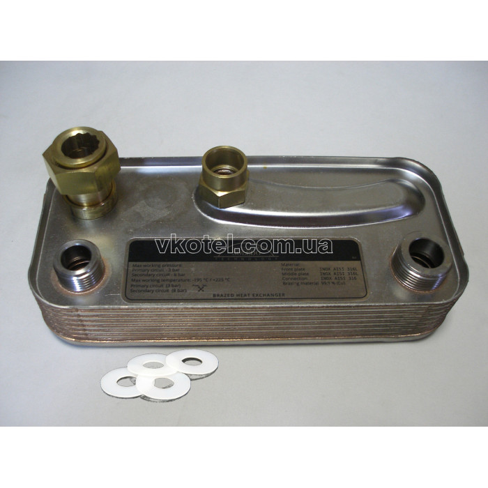 Вторинний теплообмінник (пластинчастий) 12 пл. Hermann Supermicra 23 kw, 24 kw., Hermann Micra 2 Art. 015002479