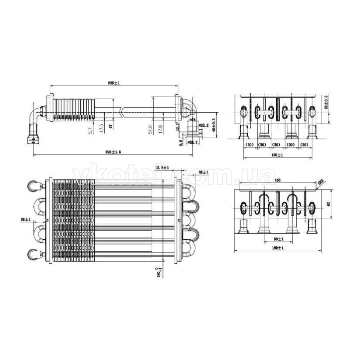 Теплообмінник Ferroli Domiproject F 24, c24 FerEasy F 24 39819540, 39820060
