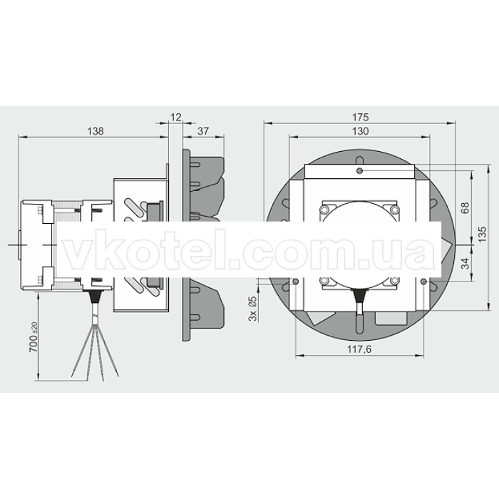 Димосос вентилятор для котла WWK 180/60W Mplusm витяжної