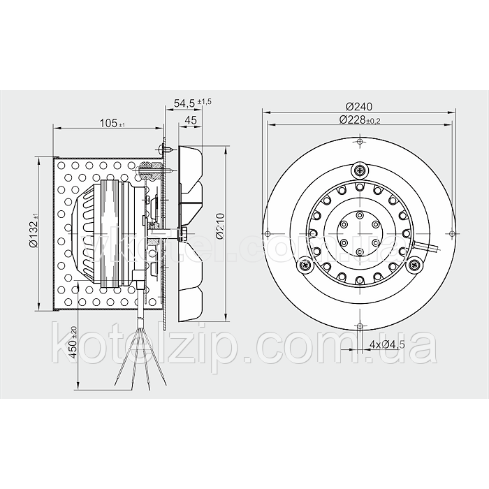 Димосос, вентилятор MplusM R2E 210 АВ34-01