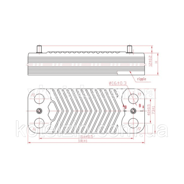Теплообменник ГВС вторичный пластинчатый 12 пл. Junkers/Bosh Euroline ZW23AE/ZW23KE. Art. 8705406264