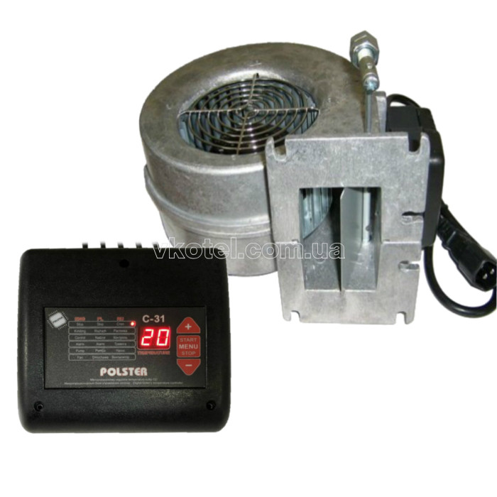 Автоматика для котла Polster C-31 (с датчиком перегрева) + Вентилятор для котла WPA-120 МplusМ