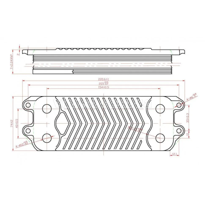 Вторинний пластинчастий теплообмінник ГВП Protherm Pantera/Gepard 12 пл. Art. 0020059452