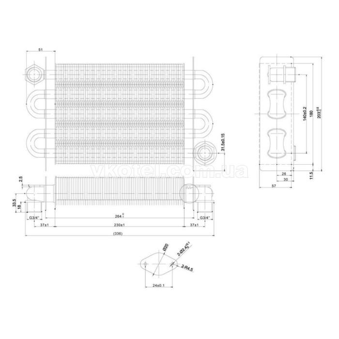 Теплообменник первичный для газового котла Zoom Expert-Master, Teplowest Optima+, Rens, Electrolux AA10070007