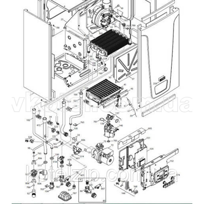 Теплообменник битермический для газового котла Baxi Main 5 Art  710537600