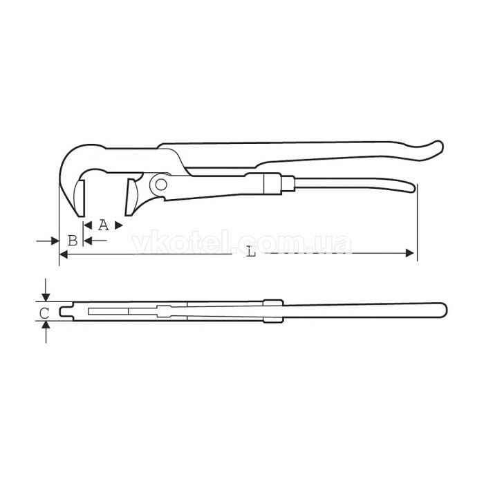 Газовый трубный ключ 90° SUPER-EGO 141, 2''