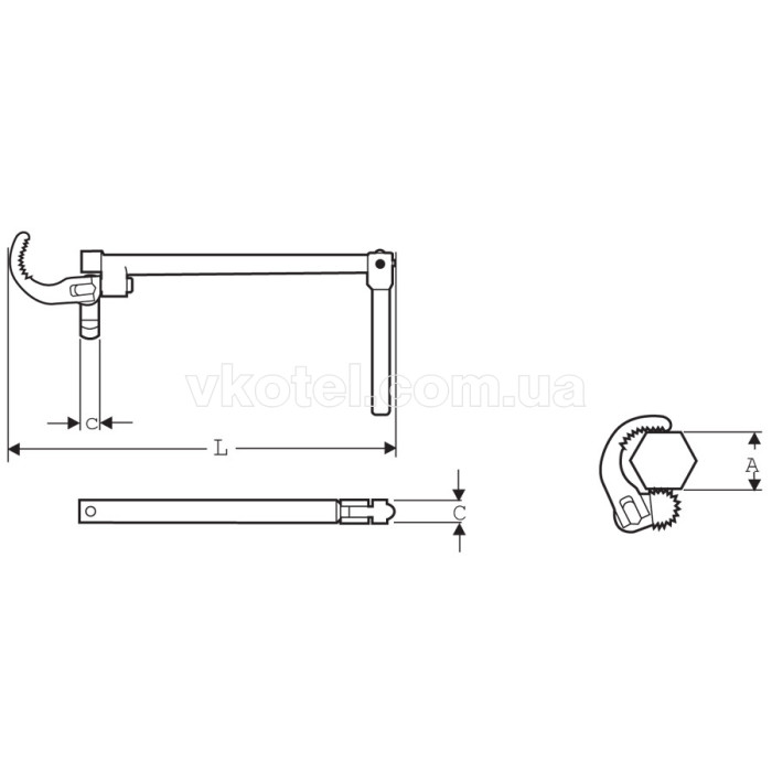 Сантехнический ключ для моек, раковин и гибкой подводки SUPER-EGO 118, 10 - 32 мм (3/4" - 1 1/4")