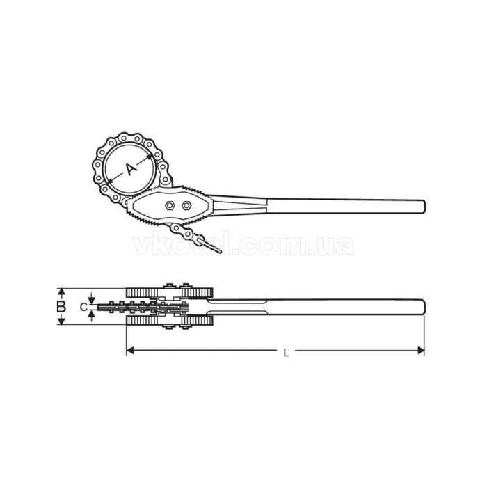 Цепной трубный ключ SUPER-EGO 103, HEAVY DUTY 8"