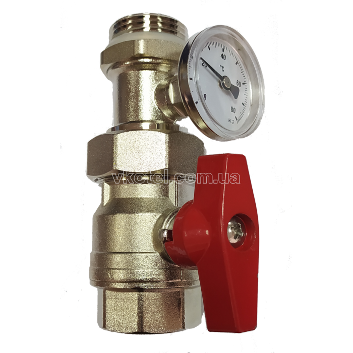 545021 Кран з термометром (червона ручка), Tervix