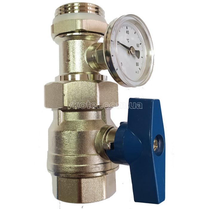 545020 Кран з термометром (синя ручка), Tervix