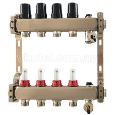 501208 Колектор на 8 конт., з витратомірами, краном Маєвськ. та зливним, нерж.сталь Tervix Pro Line